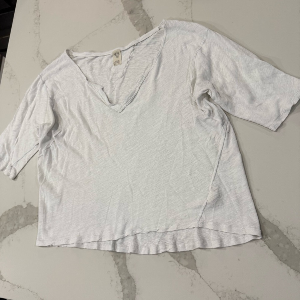 Free People We The Free Head In The Clouds Top Womens Large Washed Stripe White - Picture 6 of 12